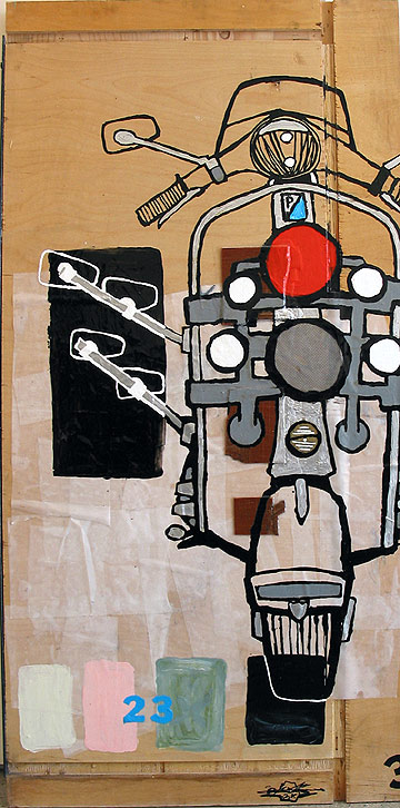 Mod Vespa 15' x 3' mixed media on wood done at seven degrees